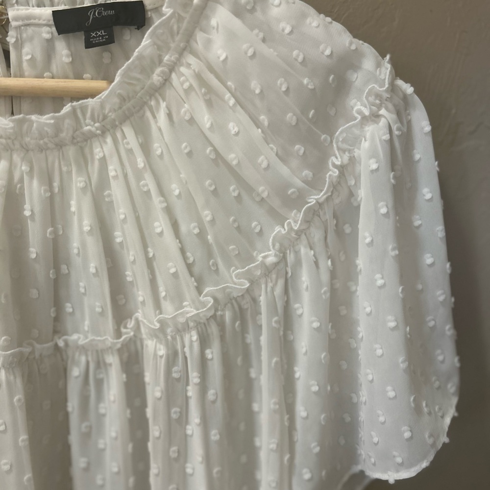 J. Crew White Textured Blouse with Ruffle Detail - Picture 9 of 9